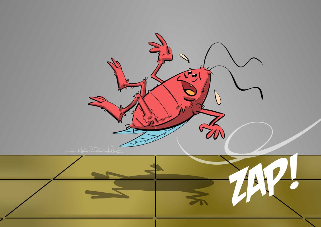 cucaracha resbalándose